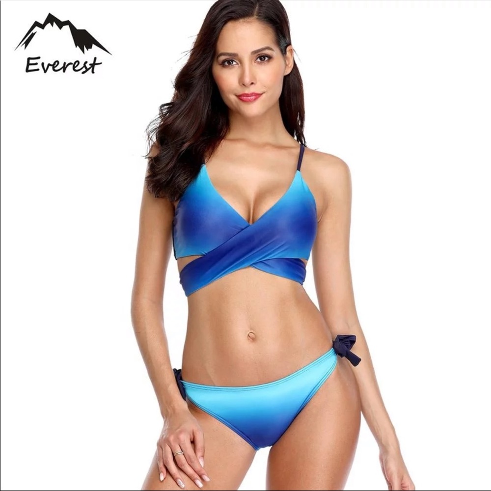 Sexy Wrap Top Bikini Blue